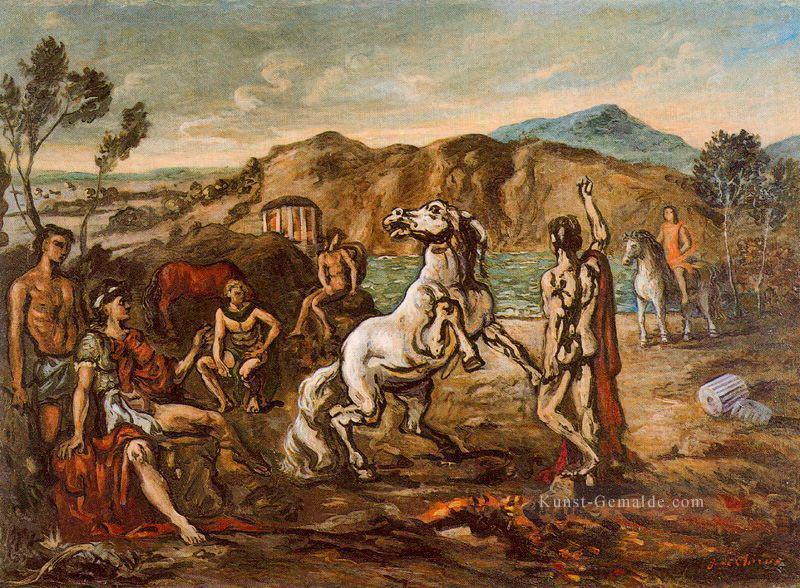 Ritter und Pferde am Meer Giorgio de Chirico Surrealismus Ölgemälde